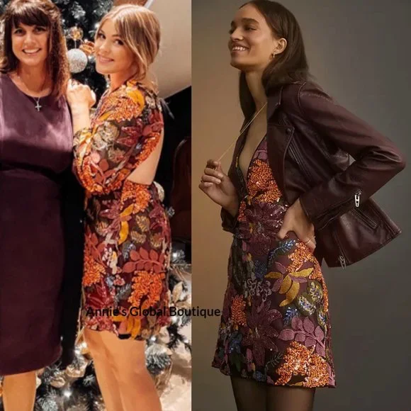 RARE NWT ANTHROPOLOGIE Sequined Embroidered Cut-Out Mini Dress. Size 20W - Picture 2 of 16